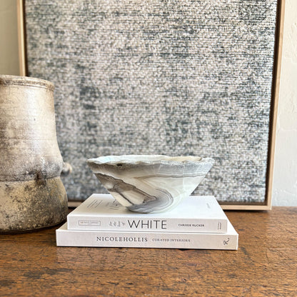 decorative grey and white onyx bowl