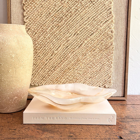 white and brown onyx accent bowl