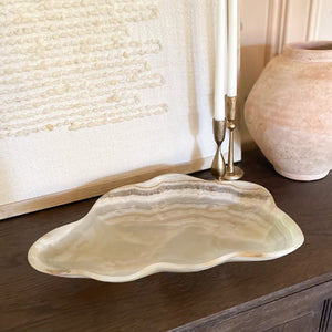 white and brown onyx bowl, onyx statement bowl