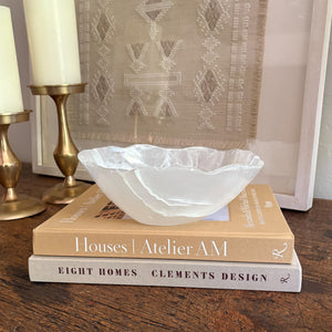 white onyx accent bowl, neutral home decor