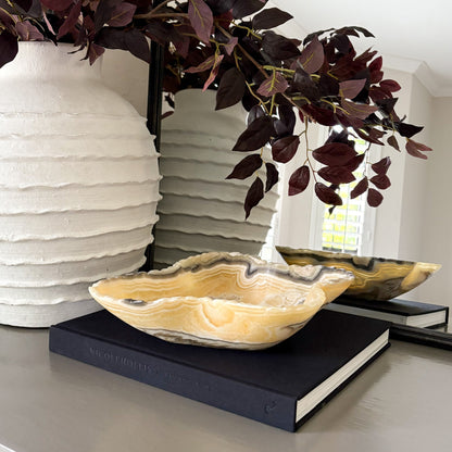 Hand Carved Zebra Onyx Bowl