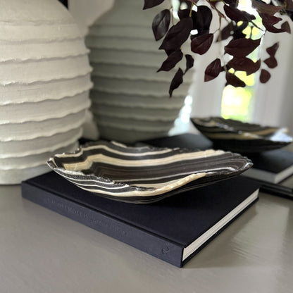 Hand Carved Zebra Onyx Bowl