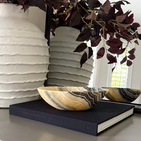 Hand Carved Zebra Onyx Bowl