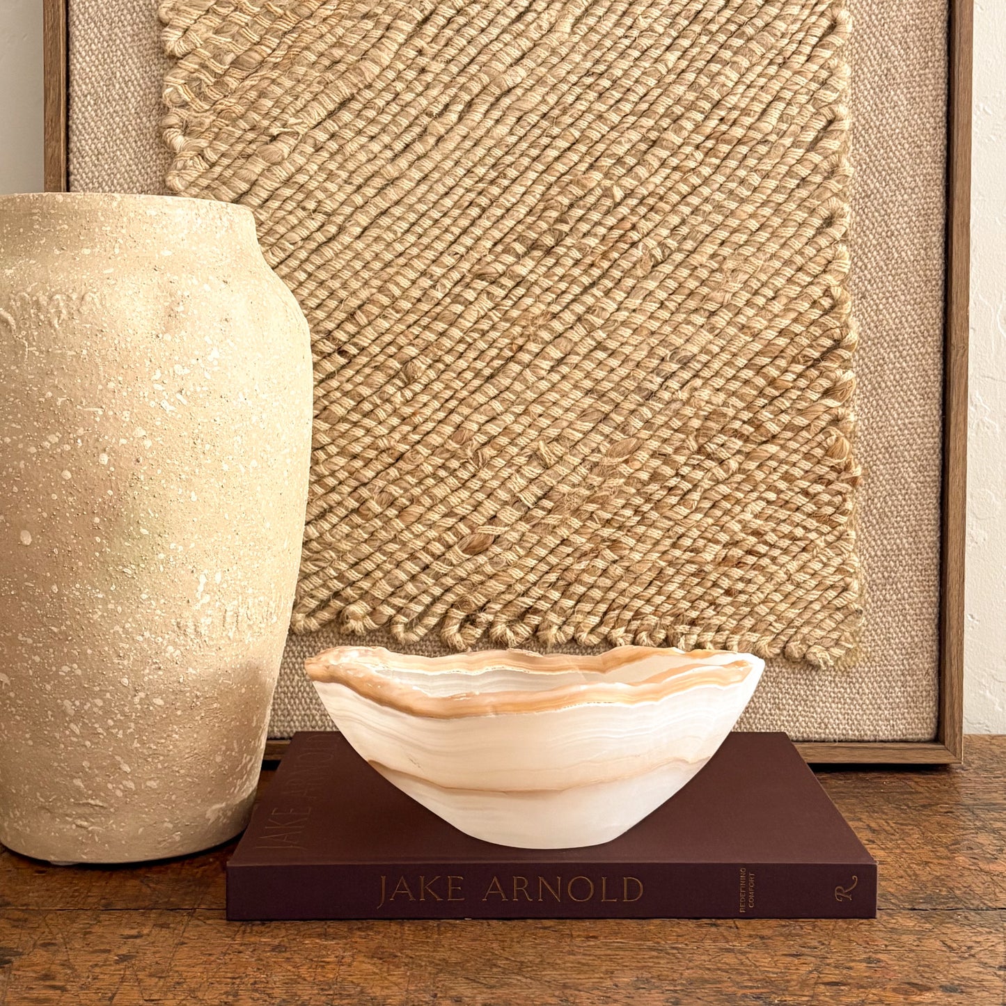 Artisan-carved amber onyx bowl 