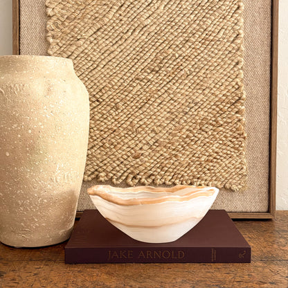 Artisan-carved amber onyx bowl 