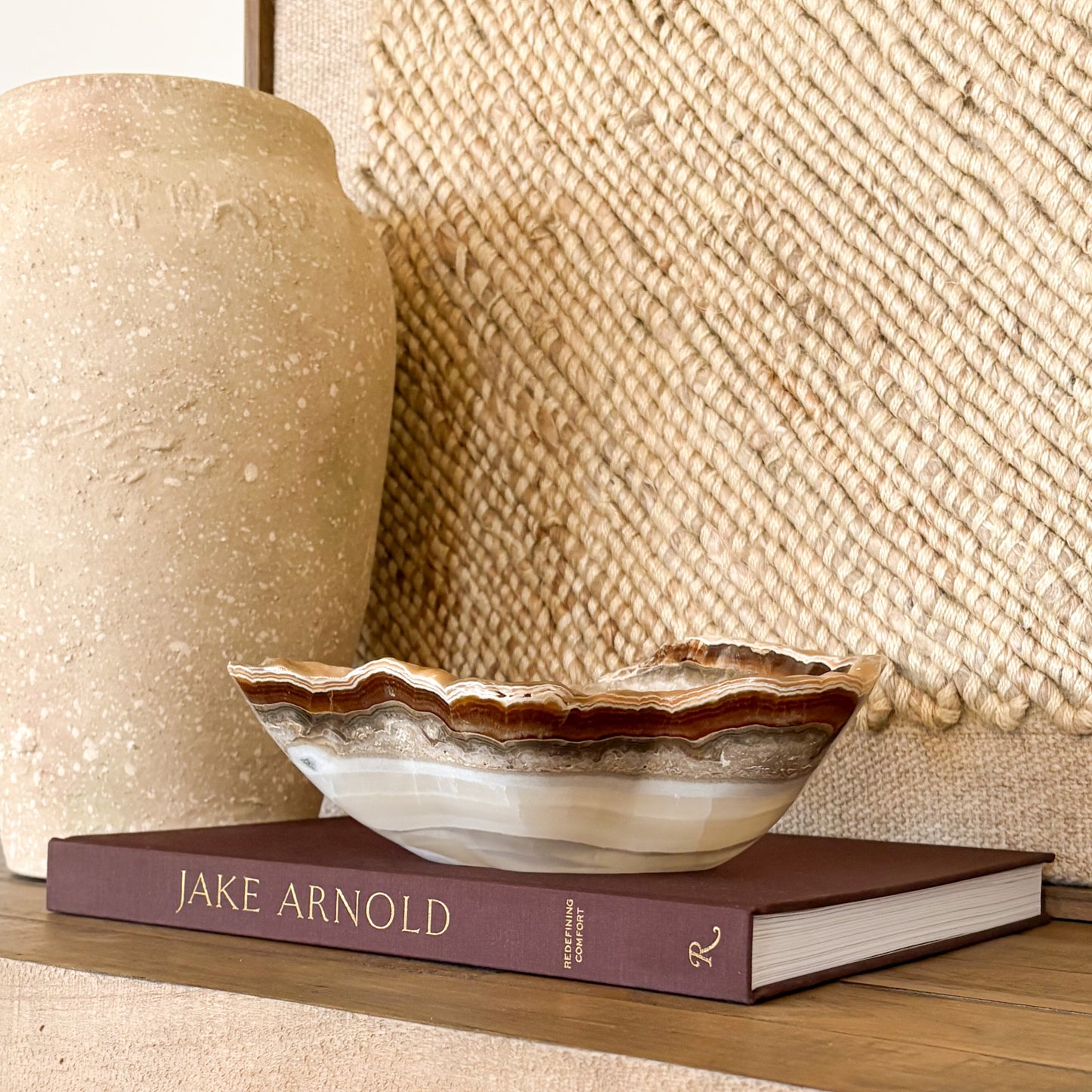 Hand carved amber onyx stone bowl