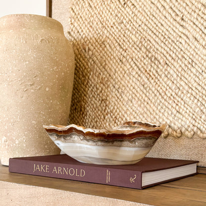 Hand carved amber onyx stone bowl