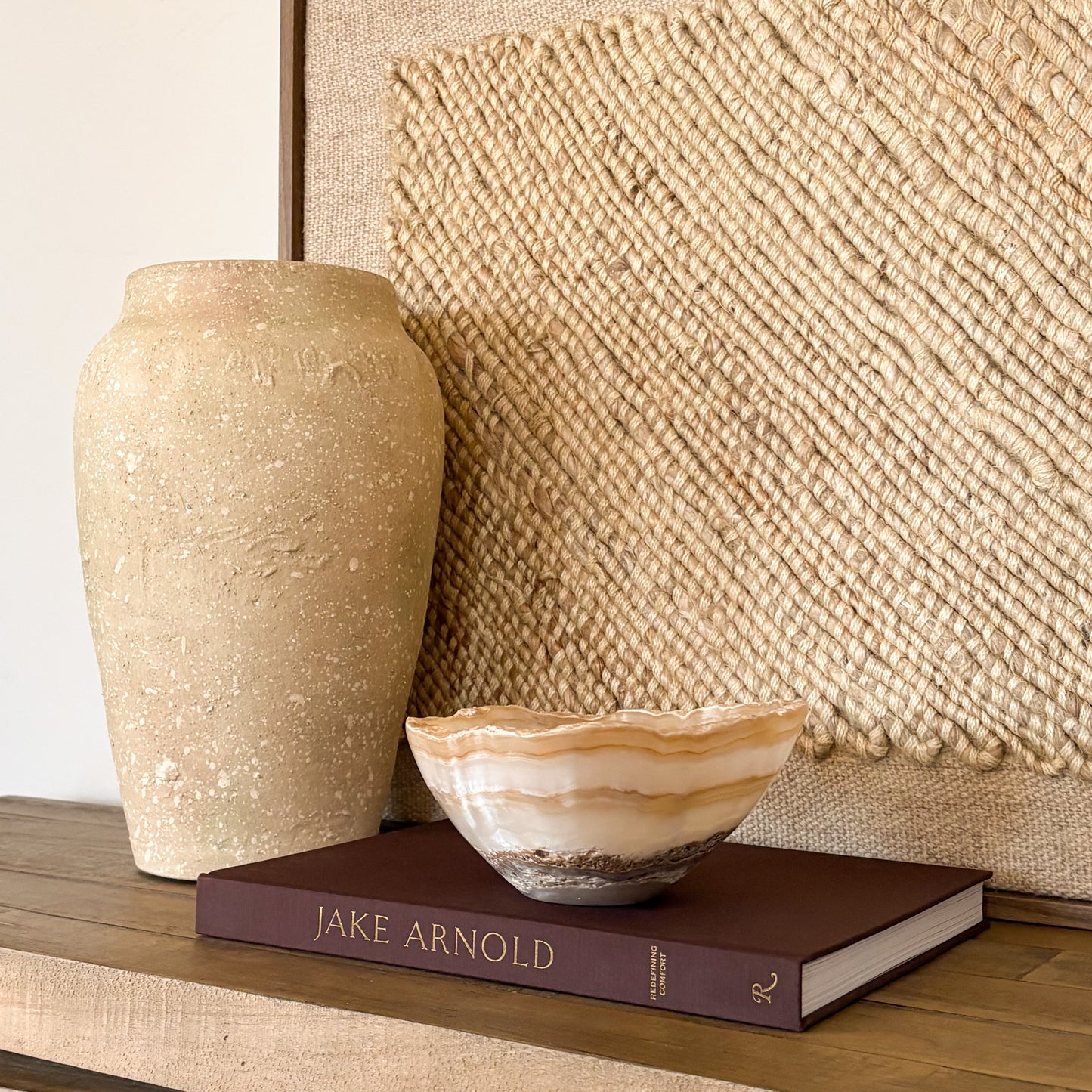 Natural white and amber onyx bowl, handcrafted luxury home decor accent