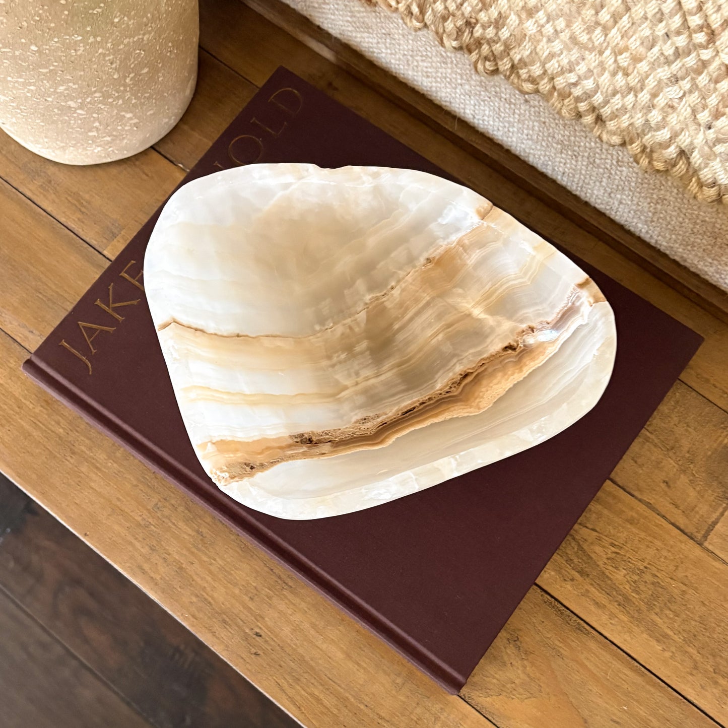 Hand Carved Amber Onyx Bowl