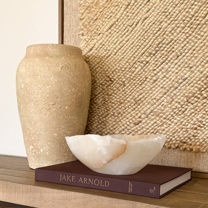 Elegant amber onyx serving bowl handcrafted from solid stone