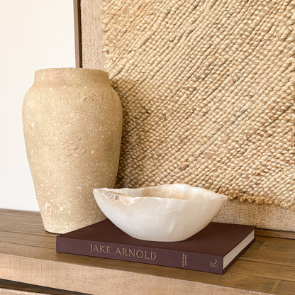 Decorative onyx bowl handmade from natural amber stone