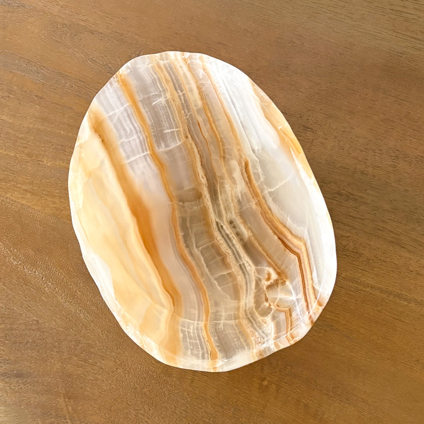 Designer amber onyx centerpiece bowl with unique stone patterns