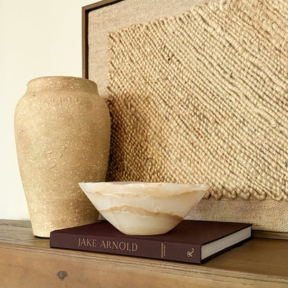 Luxury amber onyx stone bowl with smooth polished finish