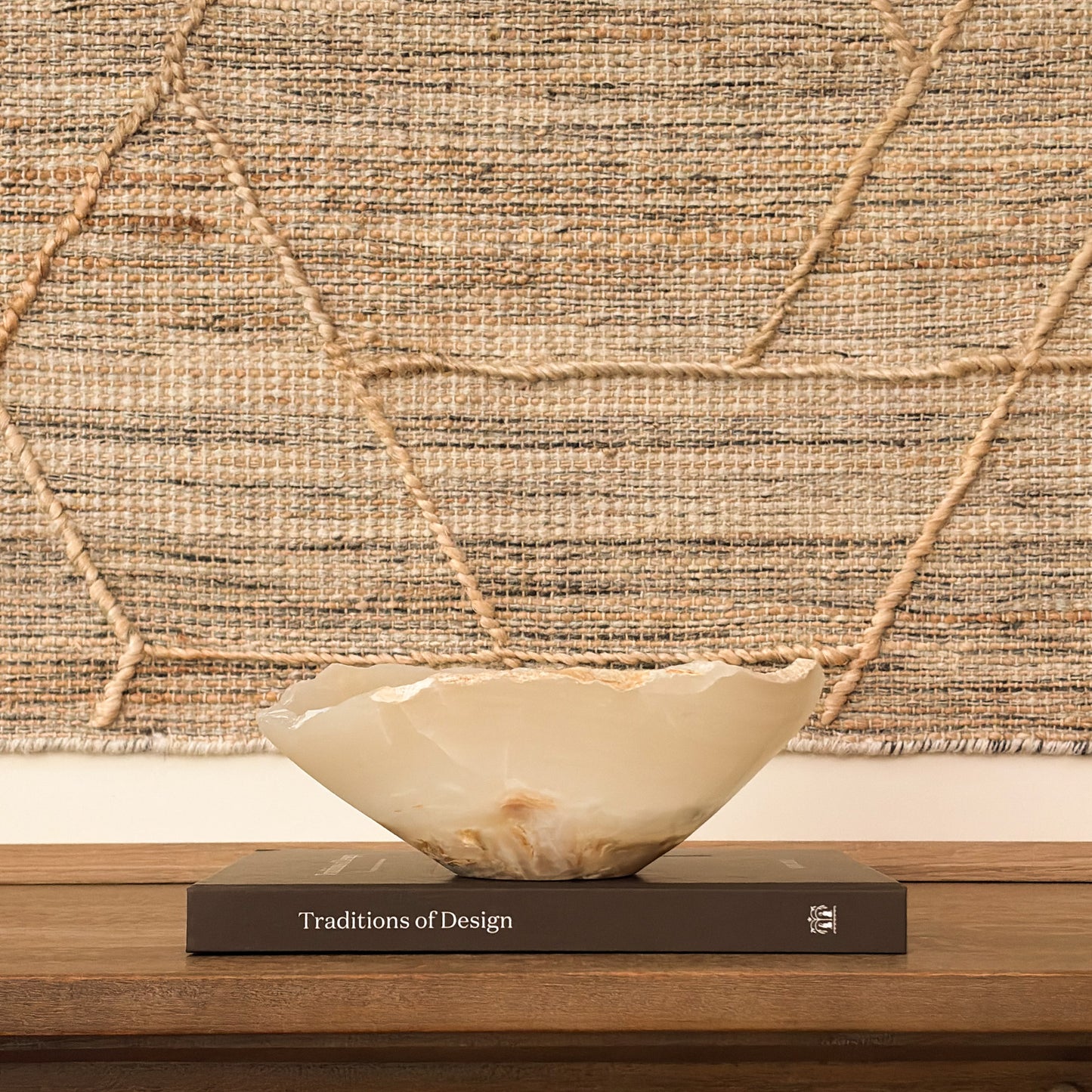 Hand carved amber onyx decorative bowl with warm golden veining for luxury home decor