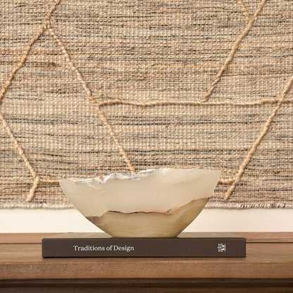 Hand carved amber onyx accent bowl for styling shelves, consoles, and coffee tables
