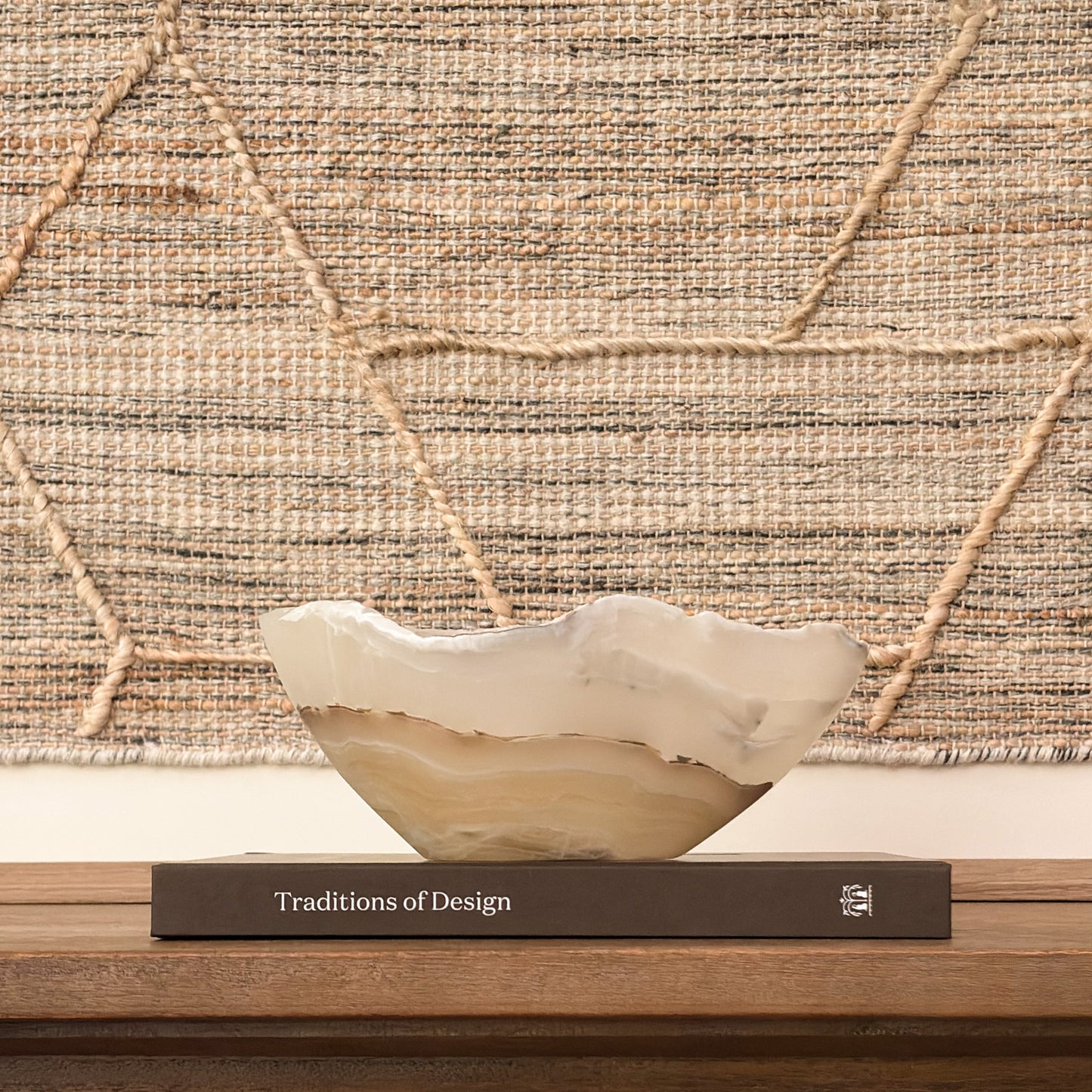 Sculptural amber onyx bowl handcrafted from genuine stone for elevated home decor