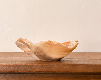 One-of-a-kind hand-carved amber onyx bowl