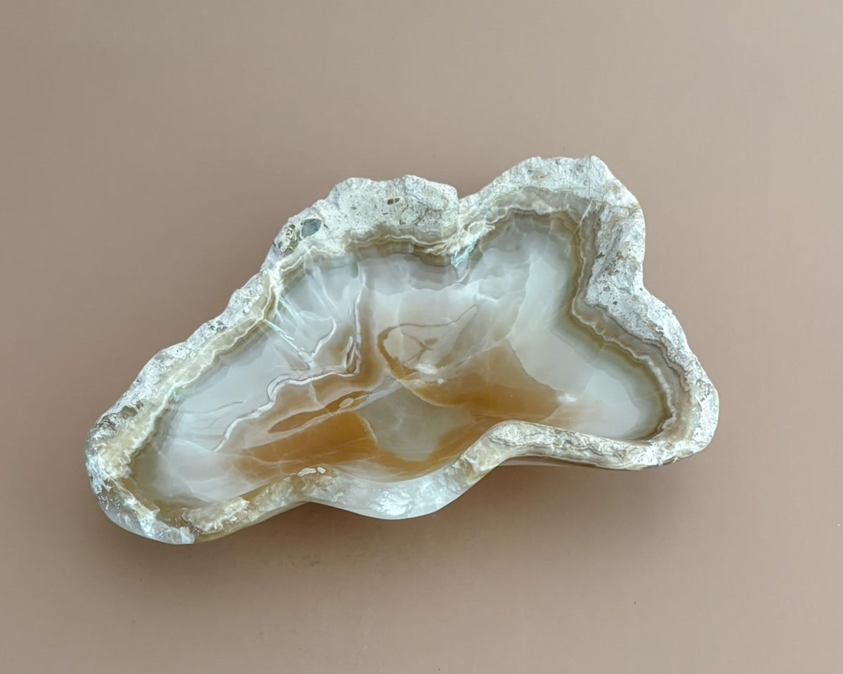 Hand Carved Amber Onyx Bowl