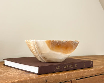Hand Carved Amber Onyx Bowl