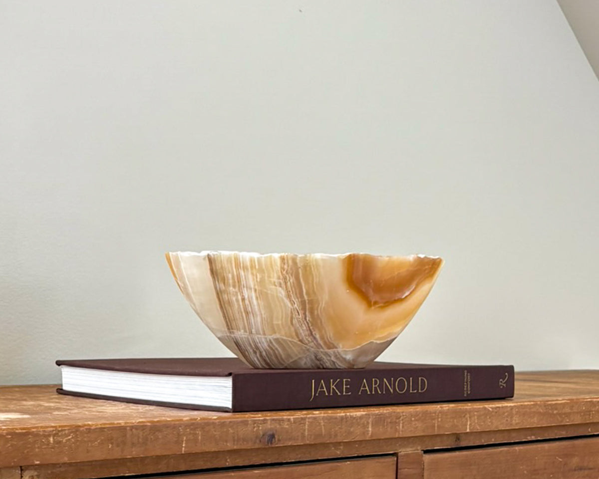 Hand Carved Amber Onyx Bowl
