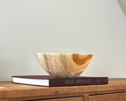 Hand Carved Amber Onyx Bowl