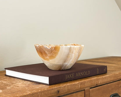 Hand Carved Amber Onyx Bowl