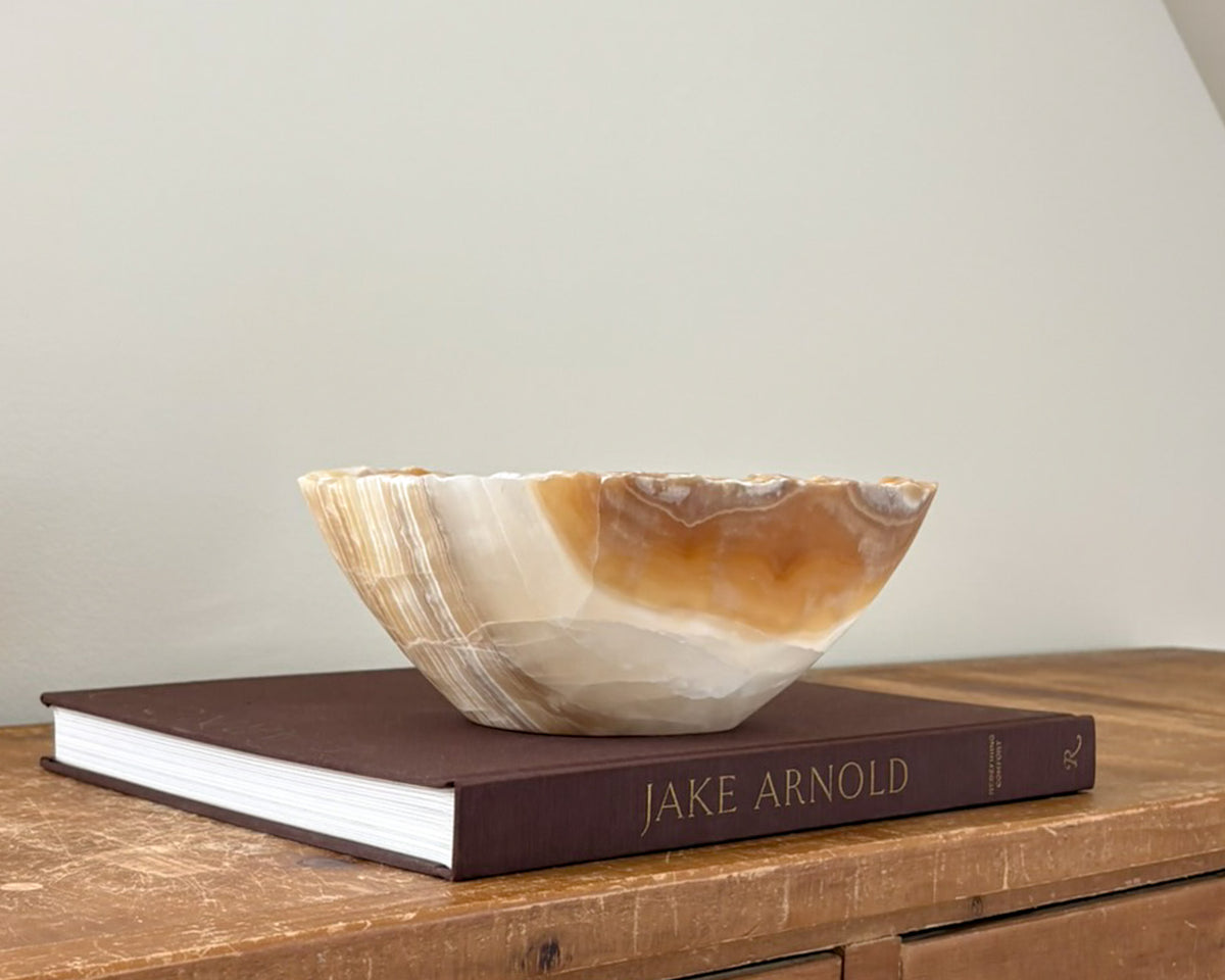 Hand Carved Amber Onyx Bowl