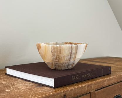 Hand Carved Amber Onyx Bowl