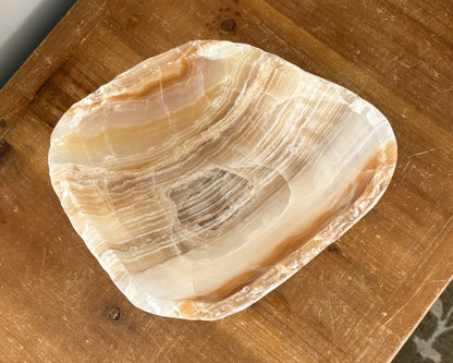 Hand Carved Amber Onyx Bowl