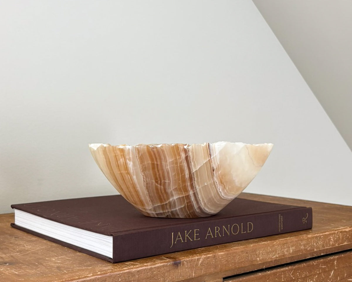 Hand Carved Amber Onyx Bowl