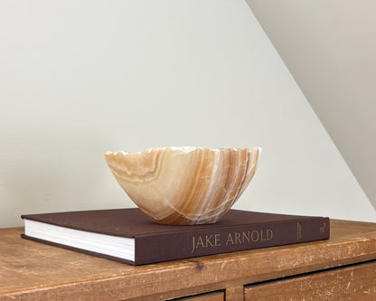 Hand Carved Amber Onyx Bowl