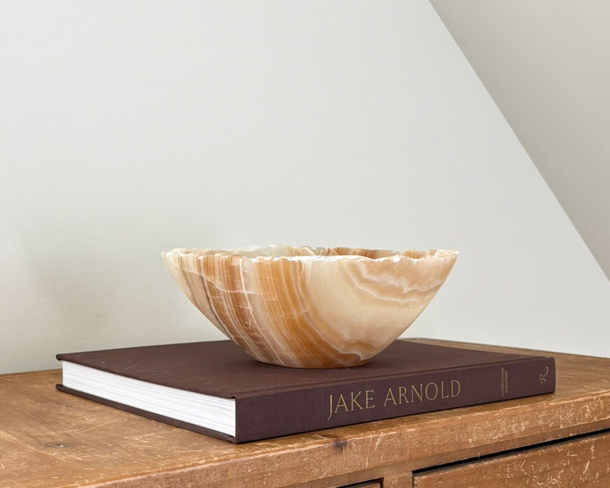 Hand Carved Amber Onyx Bowl
