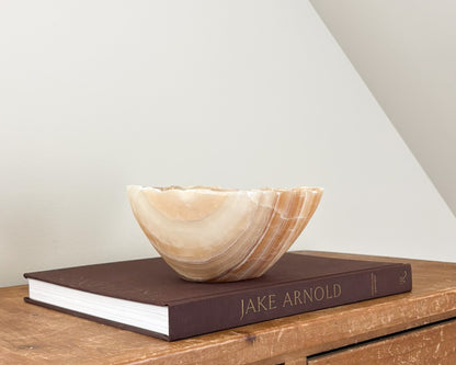 Hand Carved Amber Onyx Bowl