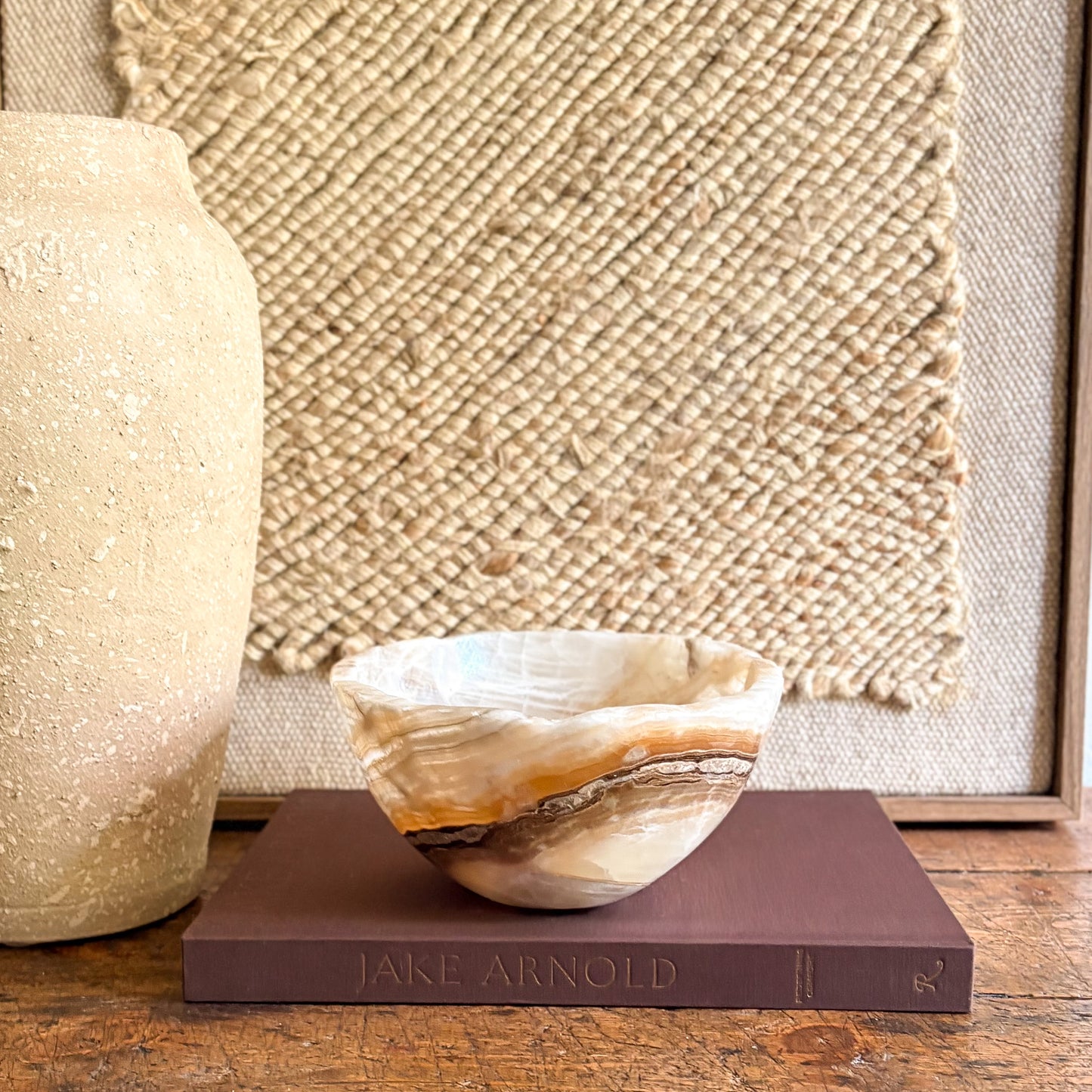 brown and white onyx accent bowl