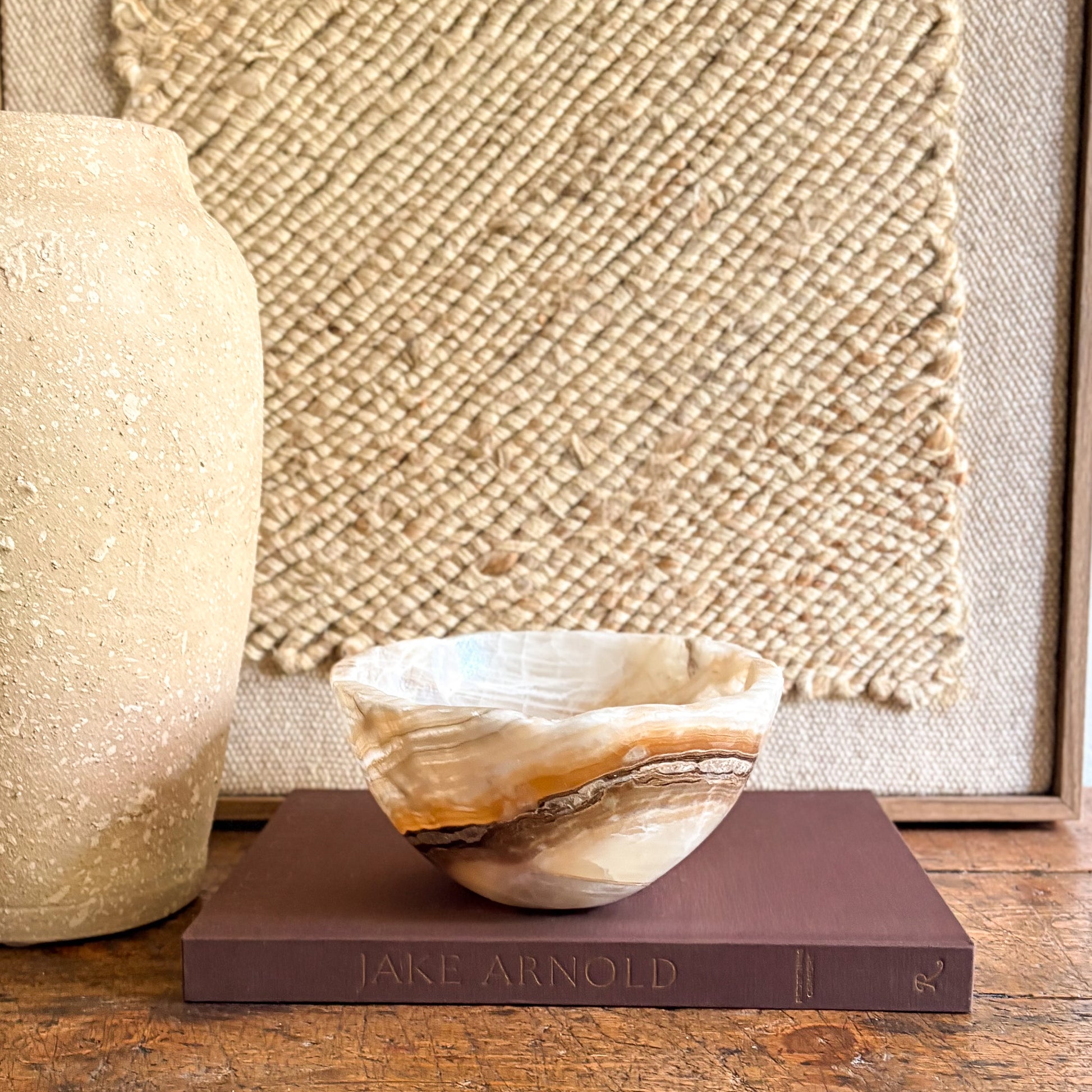 brown and white onyx accent bowl