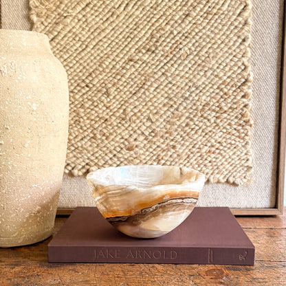 brown and white onyx accent bowl