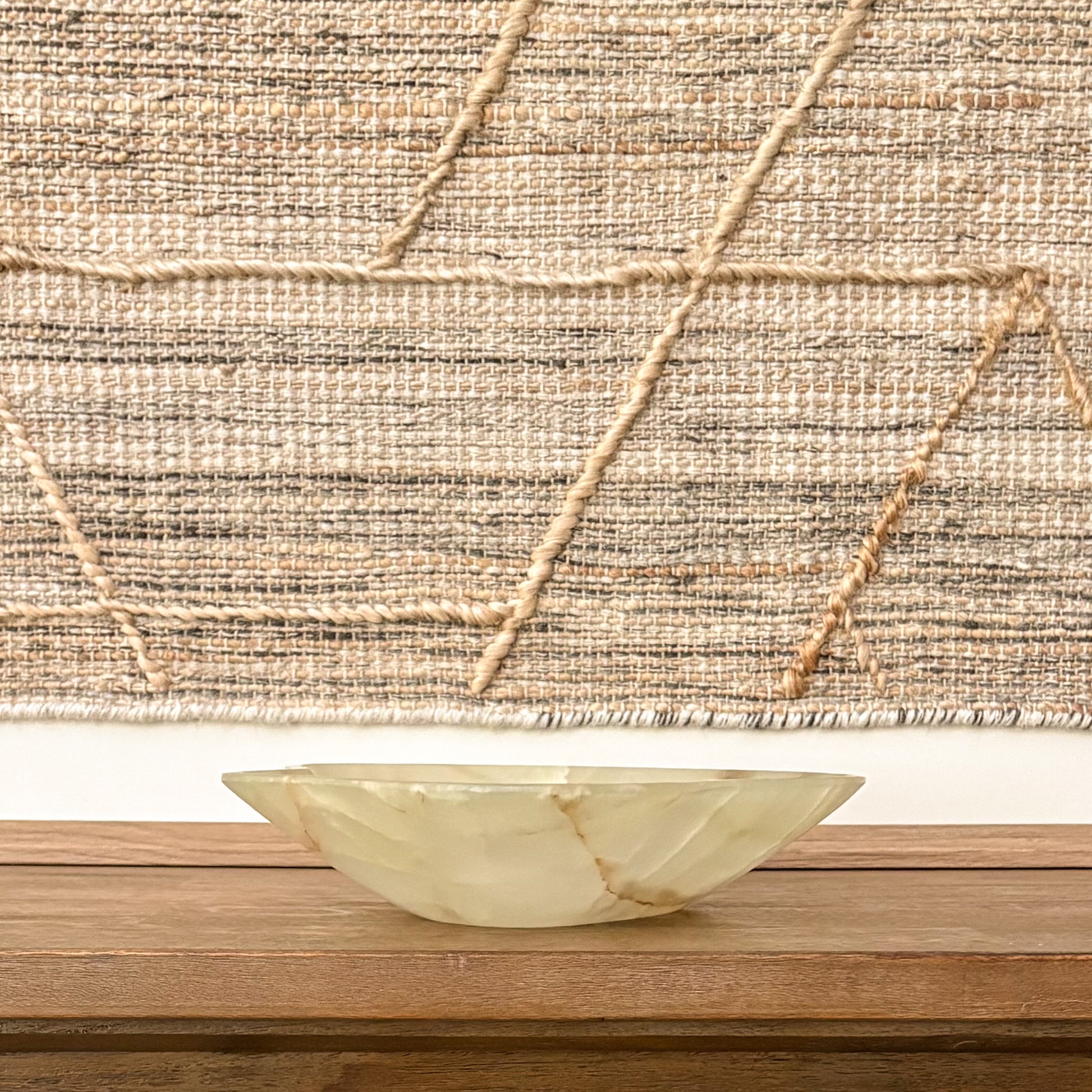 Hand carved green onyx centerpiece bowl for modern organic home décor