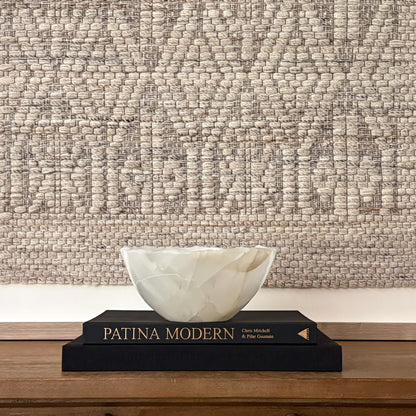 White onyx bowl handcrafted from genuine stone for modern home décor