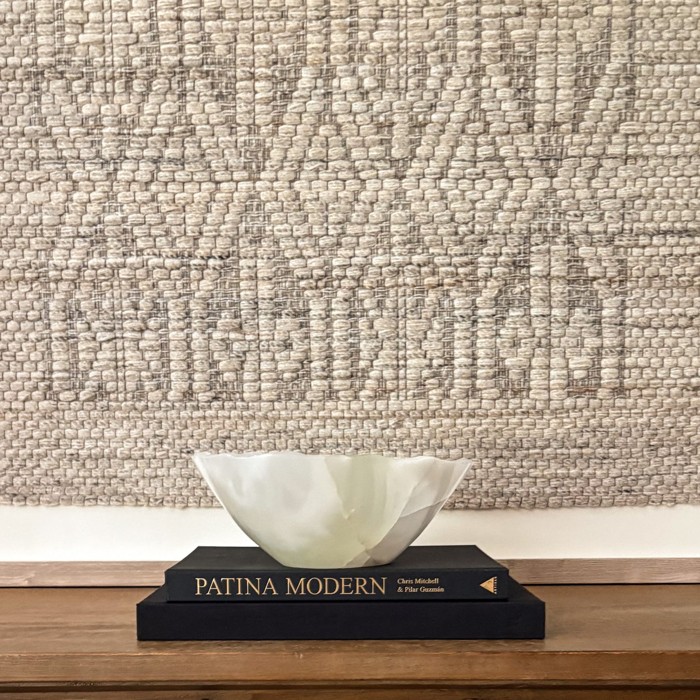 Artisan-crafted white onyx bowl made from genuine natural stone