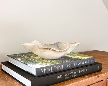 Hand carved grey onyx stone bowl for modern organic decor