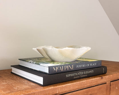 Hand carved grey onyx bowl with natural stone veining