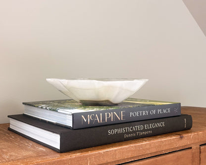 Hand carved grey onyx bowl with natural stone veining