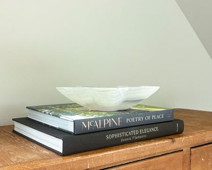 Natural grey onyx bowl with organic veining and tonal variation