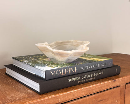 One-of-a-kind hand-carved grey onyx bowl