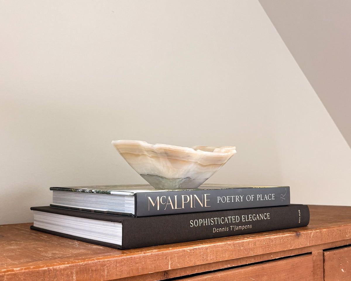 Hand-carved grey onyx decorative bowl