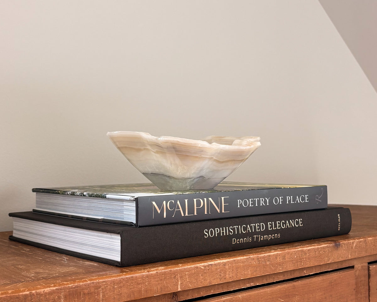 Natural grey onyx bowl with unique banded pattern