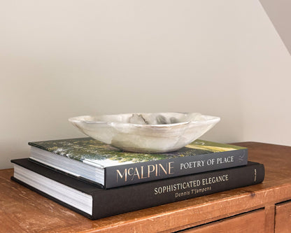 Hand-carved grey onyx decorative bowl