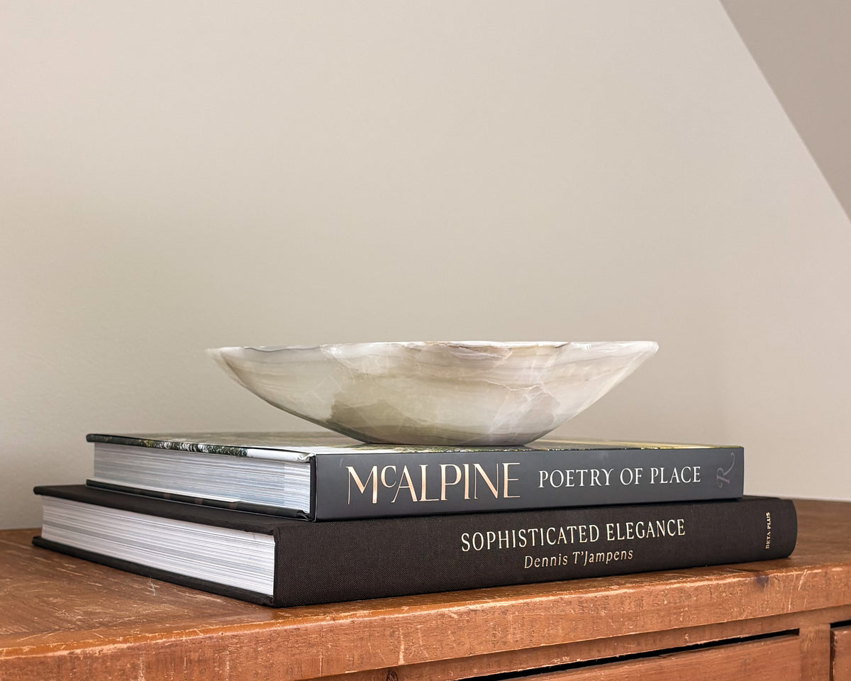 Natural grey onyx bowl with unique banded pattern