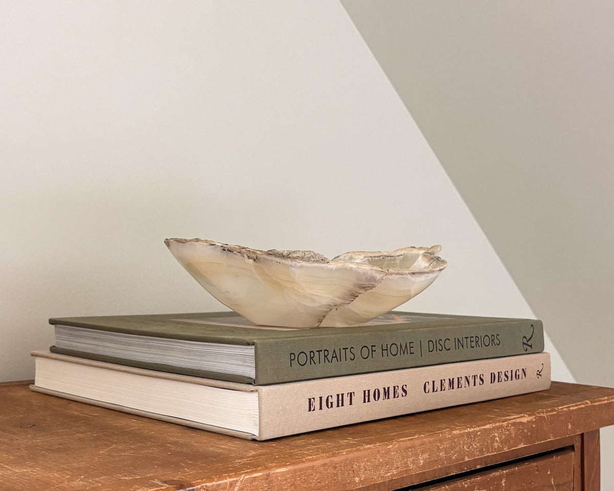 Hand-carved grey onyx decorative bowl