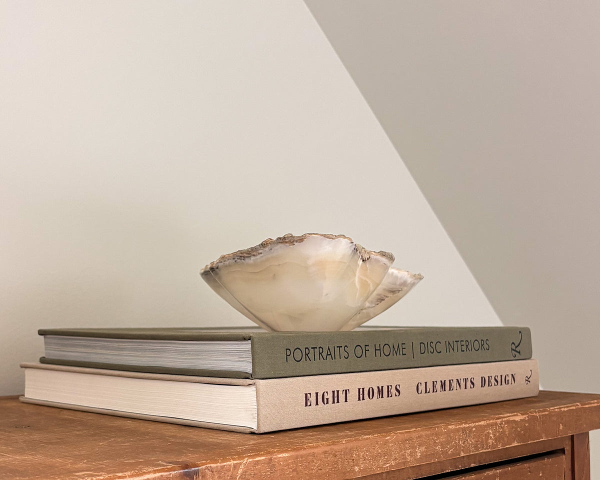 Natural grey onyx bowl with unique banded pattern